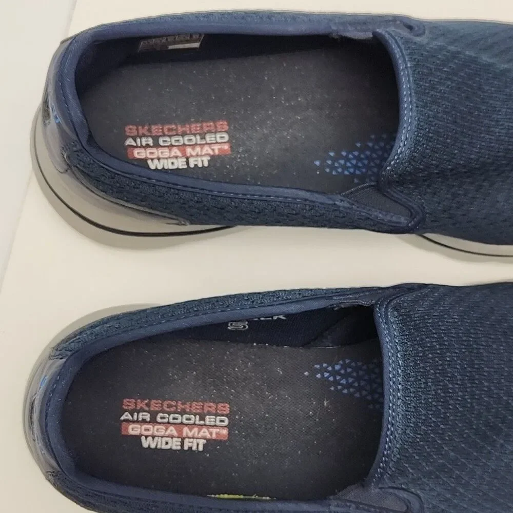Skechers Sneaker Shoe Blue Go Walk 5 Ultra Women Sz 11.5 Wide Fit Air Cool Goga